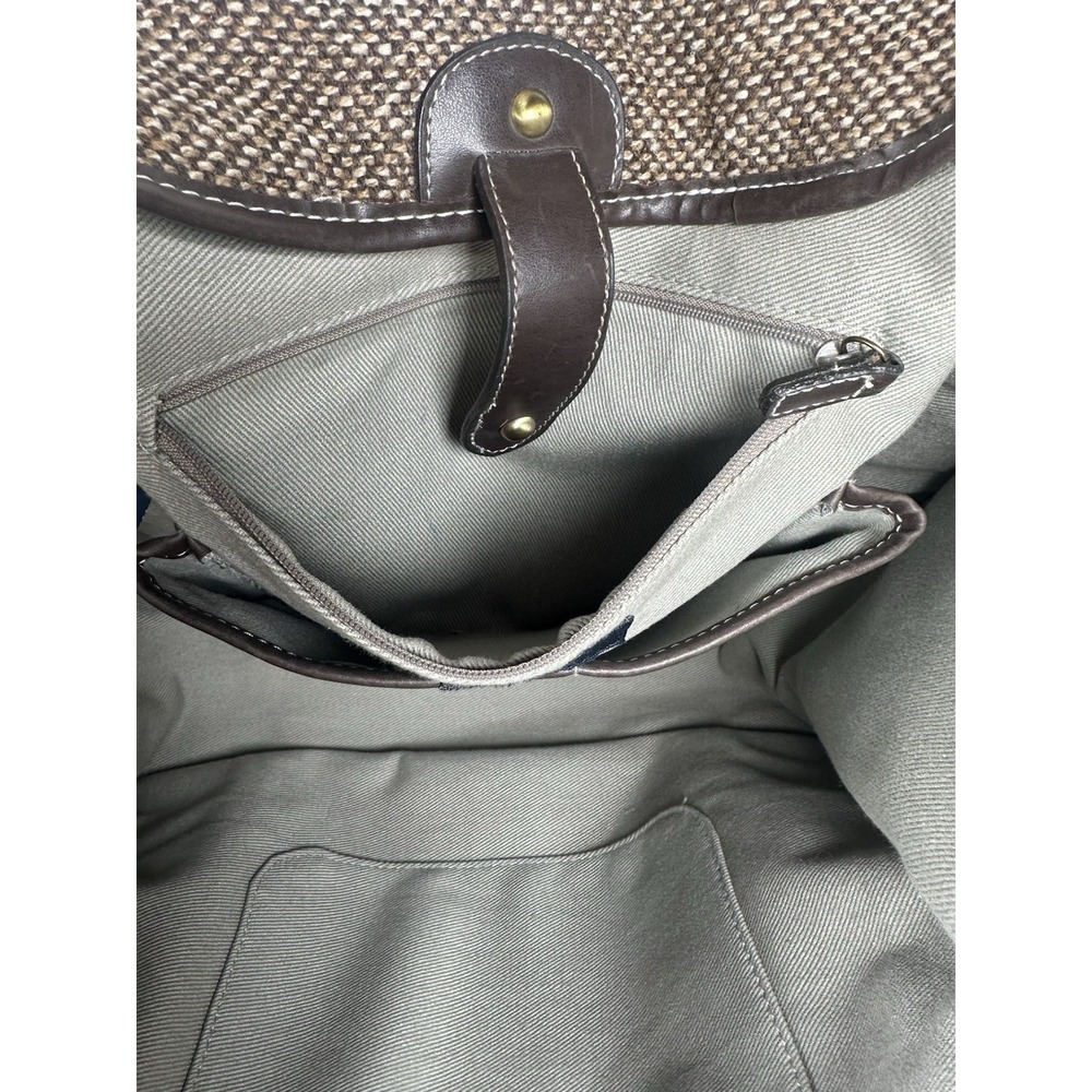 IZOD Brown Tweed Tote Bag Faux Leather Trim‎ Large Shoulder Bag - Picture 6 of 10